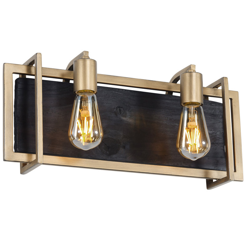 Mercer41 Tejeda 2 Light Dimmable Rustic Gold/Black Vanity Light